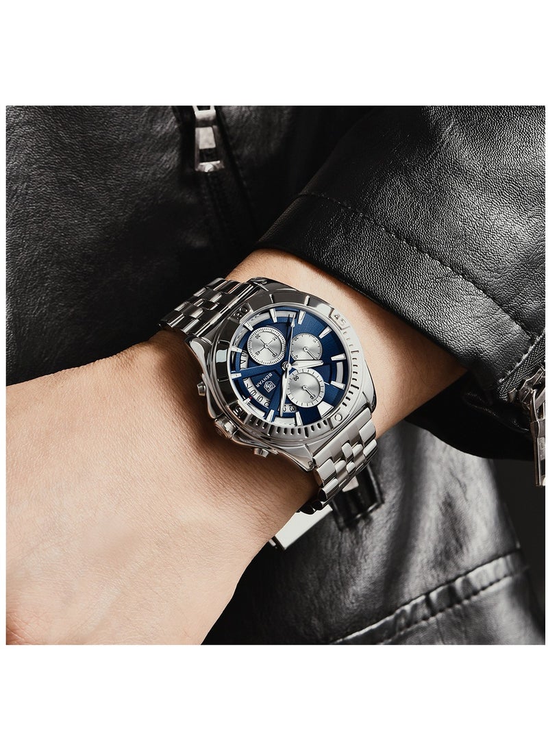 BENYAR - Watches for Men Luxury Stainless Steel Quartz Water Resistant Watch 5180WTBU - Image 1