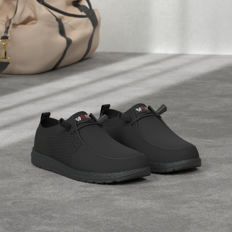 LARNMERN Slip On Steel Toe Shoes Men Lightweight Comfortable Walking Sneakers Safety Work Steel Toe Loafers(11 XW Men, Black) - Image 3