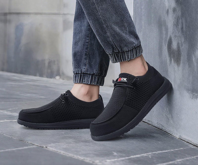 LARNMERN Slip On Steel Toe Shoes Men Lightweight Comfortable Walking Sneakers Safety Work Steel Toe Loafers(11 XW Men, Black) - Image 2