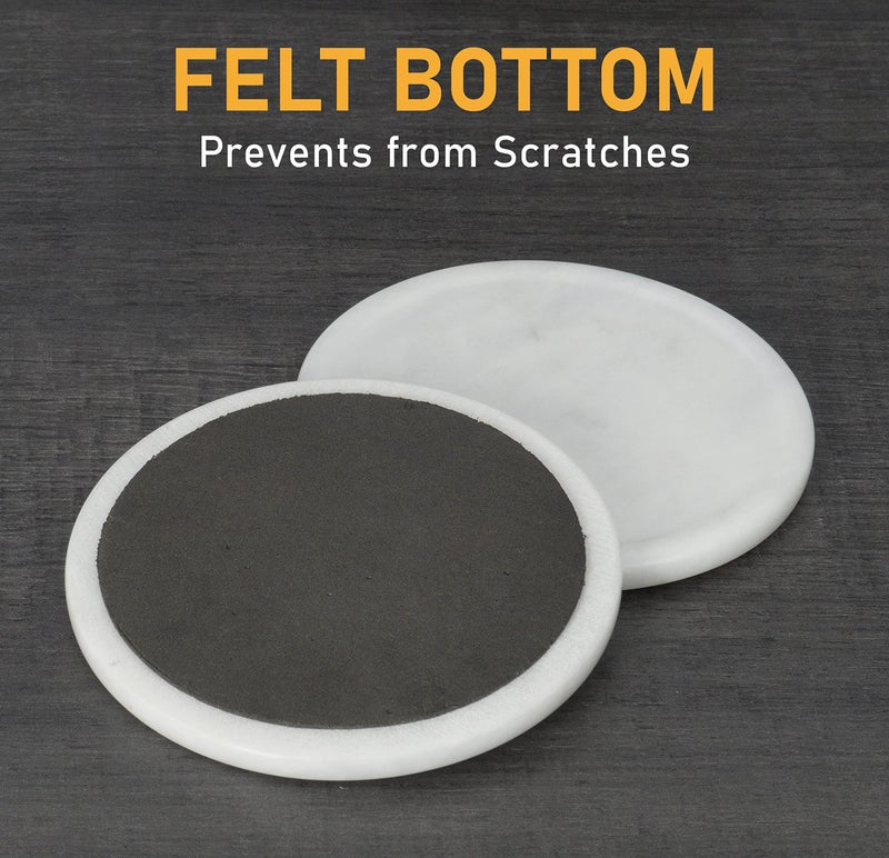 راديكالن مجموعة Coaster Radicaln Marble 3.5 "بوصة أبيض مستديرة مصنوعة يدويًا للجدول D؟ Cor Home D؟ Cor مع Car Cust Stakests مجموعة من 6 لمكون الطعام C؟ - Image 3