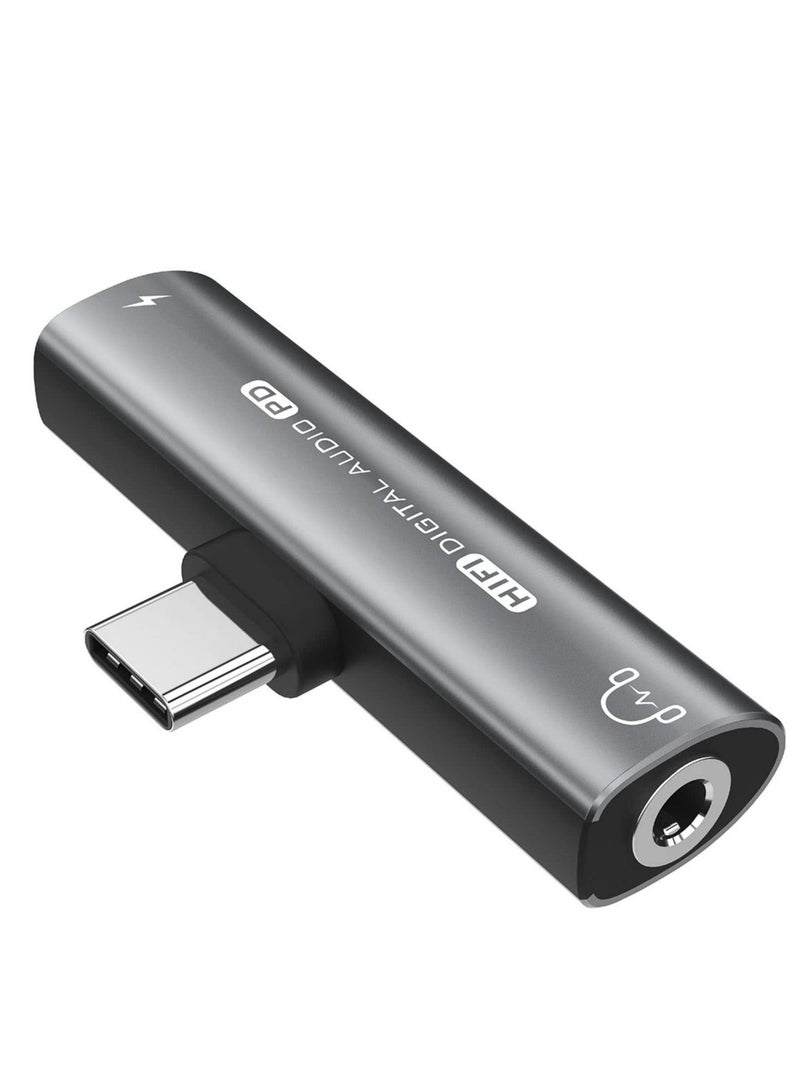 Excefore 2 in 1 USB C to 3.5mm Headphone and Charger Adapter, Headphone Adapter with 27W Fast Charging, Hi-Fi Dongle Compatible with Galaxy S22 S21 S20 S20+ Note 20 Pixel 6/5/3/4 XL  - Image 1