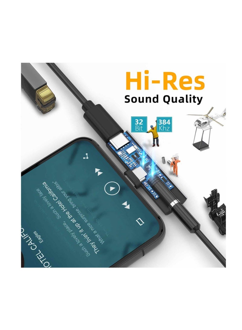 Excefore 2 in 1 USB C to 3.5mm Headphone and Charger Adapter, Headphone Adapter with 27W Fast Charging, Hi-Fi Dongle Compatible with Galaxy S22 S21 S20 S20+ Note 20 Pixel 6/5/3/4 XL  - Image 5
