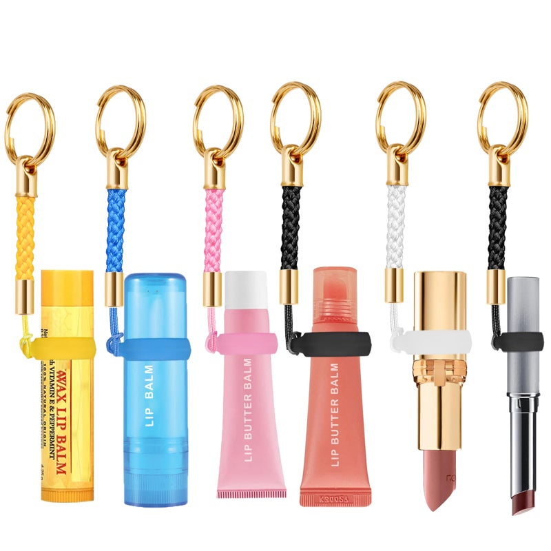 LUCKINEE 6PCS Lip Balm Holder Key Chain Silicone Lip Gloss Holder Keychain Cap for Summer Fridays, Keychain Lipstick Holder Compatible with ChapStick,Nivela and More - Image 1