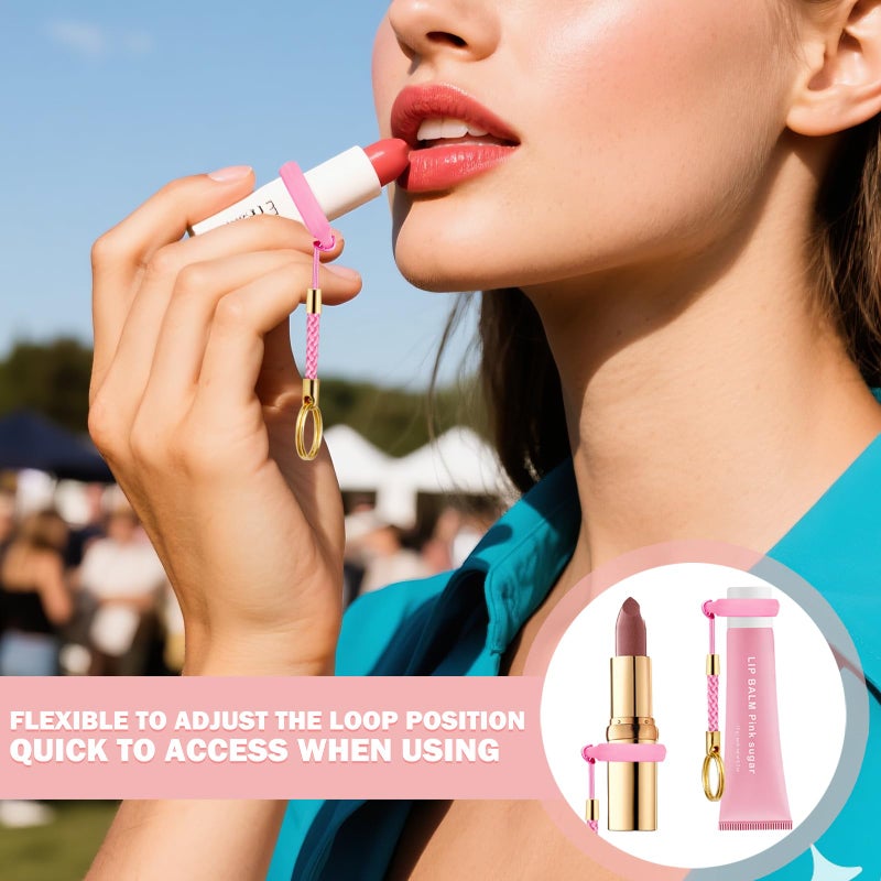LUCKINEE 6PCS Lip Balm Holder Key Chain Silicone Lip Gloss Holder Keychain Cap for Summer Fridays, Keychain Lipstick Holder Compatible with ChapStick,Nivela and More - Image 3