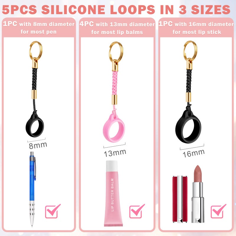 LUCKINEE 6PCS Lip Balm Holder Key Chain Silicone Lip Gloss Holder Keychain Cap for Summer Fridays, Keychain Lipstick Holder Compatible with ChapStick,Nivela and More - Image 2