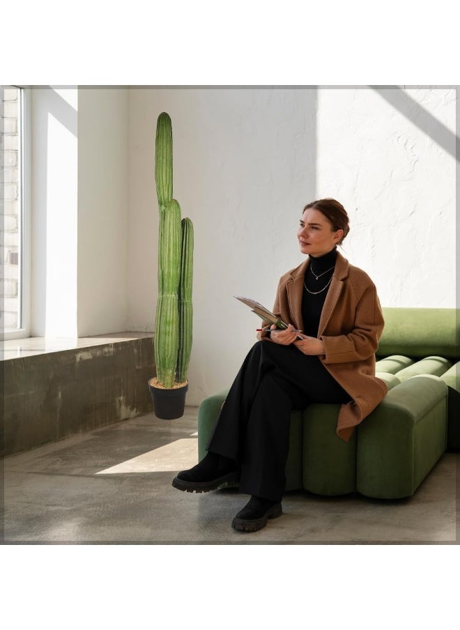 Yatai - YATAI Artificial Cactus Plants, Lifelike Artificial Plants with Pots, Sturdy & Long-Lasting Fake Tree Plant, Vibrant Green, Easy Care & No Maintenance Fake Plants, Ideal for Home & Office Decor (146cm - Image 1