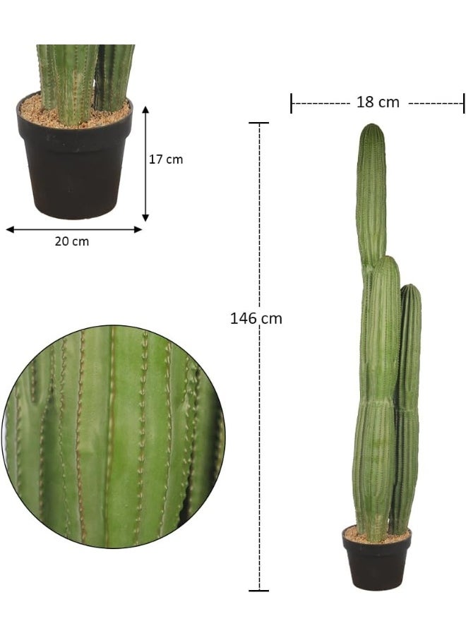 Yatai - YATAI Artificial Cactus Plants, Lifelike Artificial Plants with Pots, Sturdy & Long-Lasting Fake Tree Plant, Vibrant Green, Easy Care & No Maintenance Fake Plants, Ideal for Home & Office Decor (146cm - Image 1