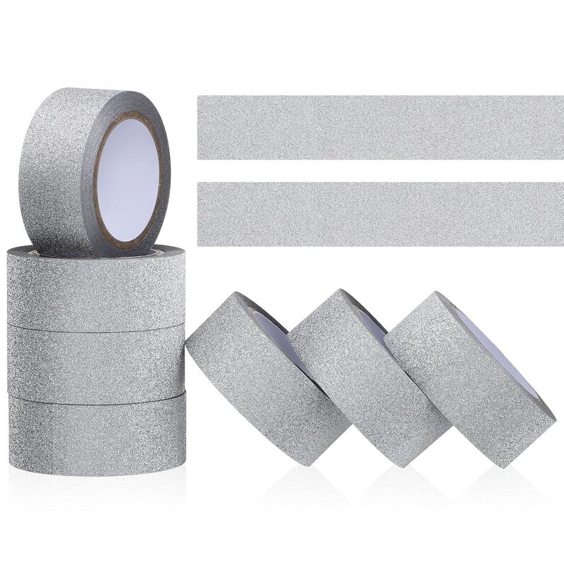 20 Rolls Silver Glitter Paper Tape Set for DIY Crafts and Scrapbooking, Decorative Washi Tape for Packaging, Journaling, and Arts Projects - Image 1