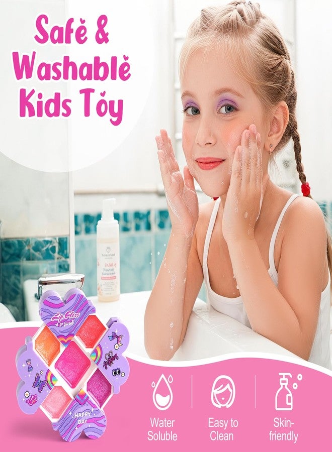 Cleboen Kids Makeup Kit for Girls, 12Pcs Washable Toy Cosmetics Set with Eyeshadow Lip Gloss Brushes, Water-Based Play Makeup for Ages 3+, Birthday Party Dress Up Gift Sleepover Party Favors Toy - Image 4