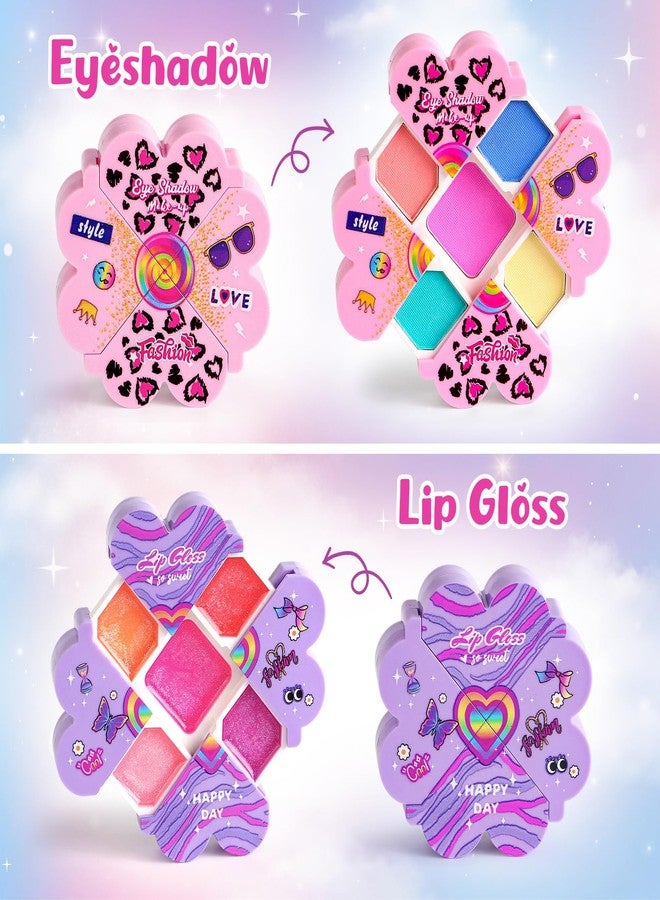 Cleboen Kids Makeup Kit for Girls, 12Pcs Washable Toy Cosmetics Set with Eyeshadow Lip Gloss Brushes, Water-Based Play Makeup for Ages 3+, Birthday Party Dress Up Gift Sleepover Party Favors Toy - Image 3