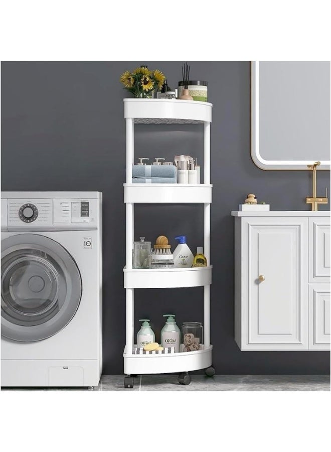 Shower Caddy Corner Shelves, Bathroom Shelving Unit Cart with Wheel, Plastic Shower Caddy Organizer Shelf for Bathroom, Kitchen, Laundry (4-Tier)  - Image 1