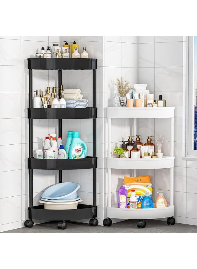 Shower Caddy Corner Shelves, Bathroom Shelving Unit Cart with Wheel, Plastic Shower Caddy Organizer Shelf for Bathroom, Kitchen, Laundry (4-Tier)  - Image 5
