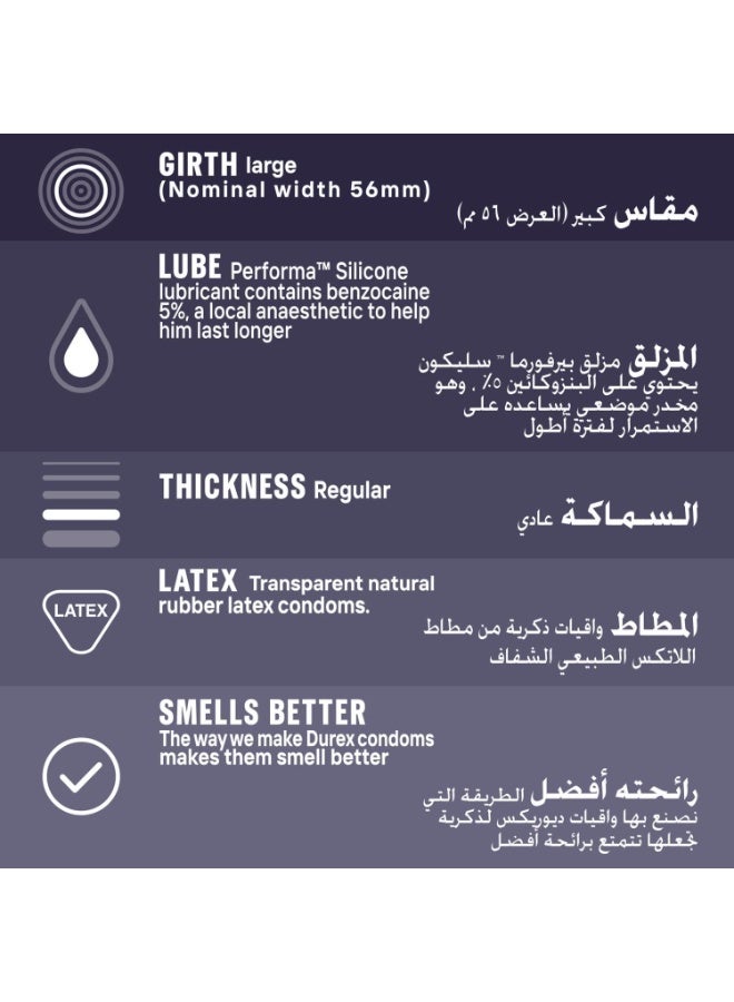 إيروريكس واقيات ذكرية Durex Extended Pleasure، عبوة من 12 قطعة، مُزلقة مُحسّنة لأداء يدوم طويلًا وراحة قصوى - Image 2
