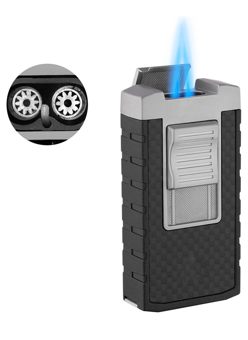 Generic - Windproof Lighter, Double Flame Torch Jet Red Flame Refillable Butane Gas Metal Lighter with Punch (without butane gas) - Image 1
