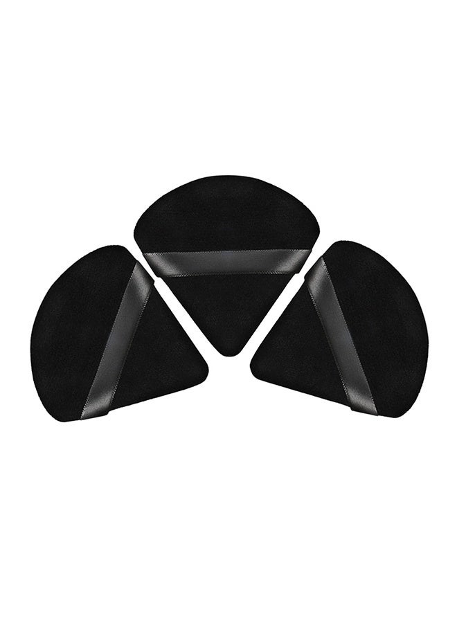 Generic 3 Pcs  Triangle Powder Puff for Face Powder, Soft Plush Setting Powder Puff, Velour Cosmetic Foundation Blender Sponge Beauty Makeup Tools (Black)  - Image 1
