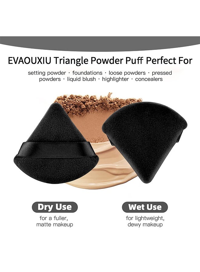 Generic 3 Pcs  Triangle Powder Puff for Face Powder, Soft Plush Setting Powder Puff, Velour Cosmetic Foundation Blender Sponge Beauty Makeup Tools (Black)  - Image 5