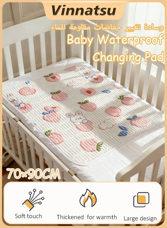 Vinnatsu Baby Waterproof Changing Pad Liners Waterproof and Anti-slip Bed sheet  - Quilted Thicker Ultra Soft Changing Table Cover Liners for Baby Toddler Children Pet and Adults - Durable & Easy to Clean - Radish - 70×90 CM - Image 1