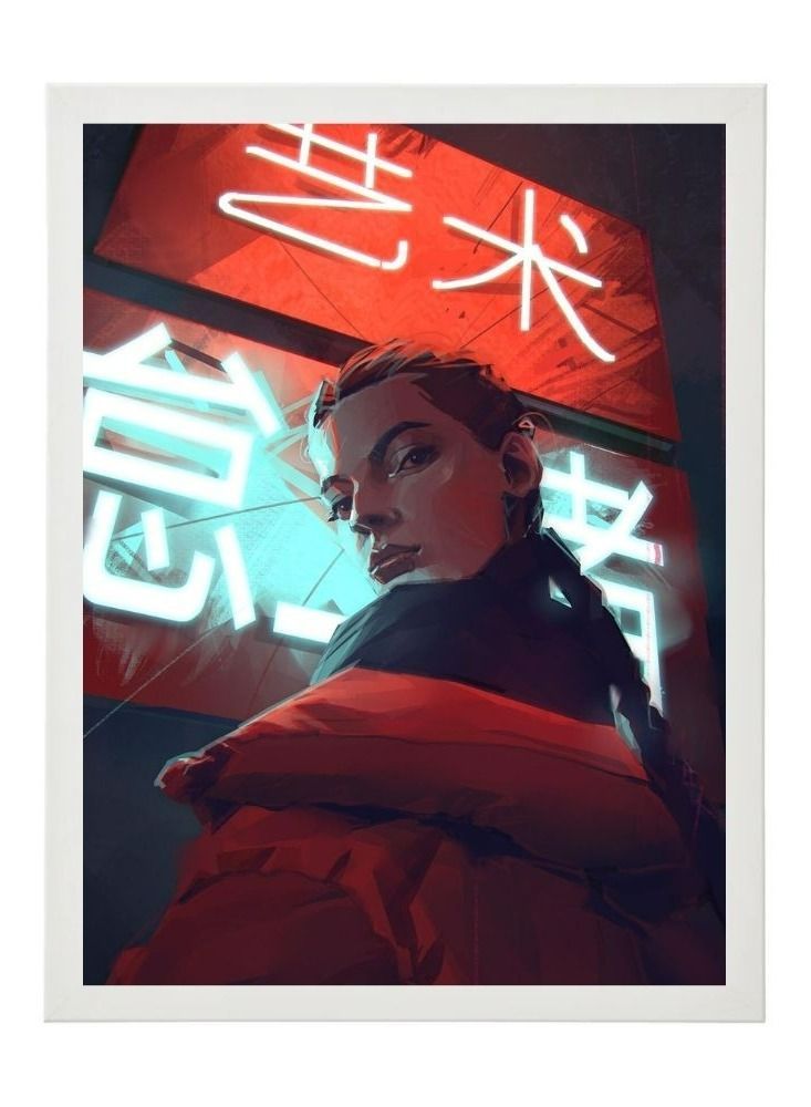 RKN Digital Wall Art Poster Frame Neon Lights 30X40 cm - Image 1