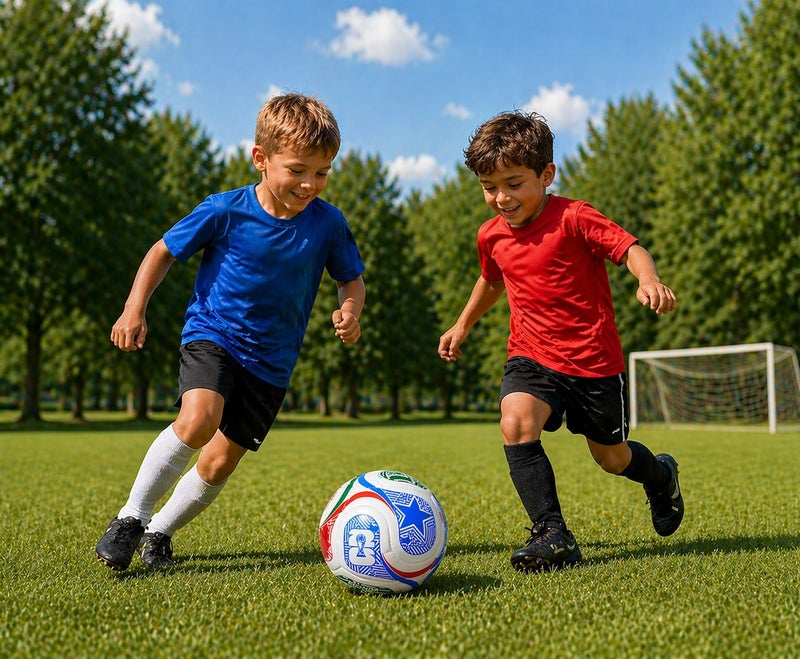 جولدن كيك طقم كرة قدم مع منفاخ هواء – كرة قدم مقاس 5، تصميم مستوحى من كأس العالم 2026، مضخة هواء مدمجة وصغيرة الحجم، كرة متينة للتدريب واللعب الخارجي للأطفال والكبار - Image 5