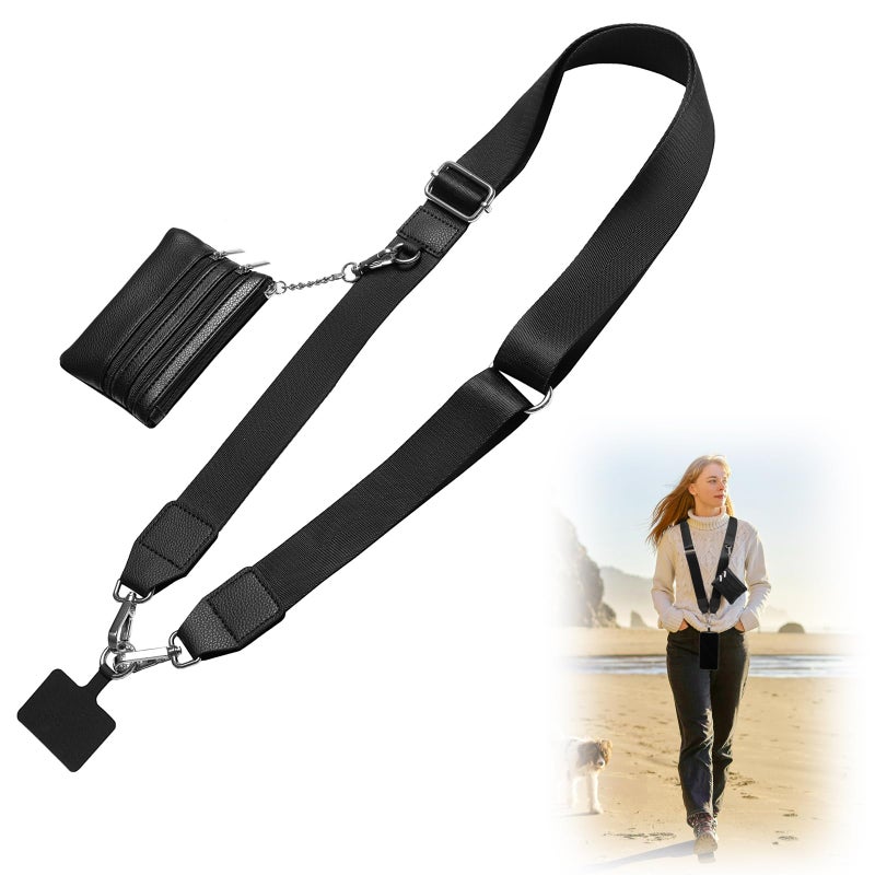 CUEDM Cell Phone Lanyard Crossbody,Adjustable Cell Phone Strap with Detachable Wristlet for Hands-Free Occasions,Clip and Go Strap for Phone with Wallet Crossbody - Image 1