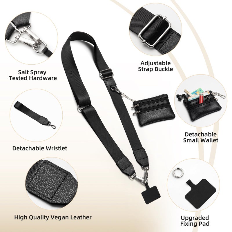 CUEDM Cell Phone Lanyard Crossbody,Adjustable Cell Phone Strap with Detachable Wristlet for Hands-Free Occasions,Clip and Go Strap for Phone with Wallet Crossbody - Image 4