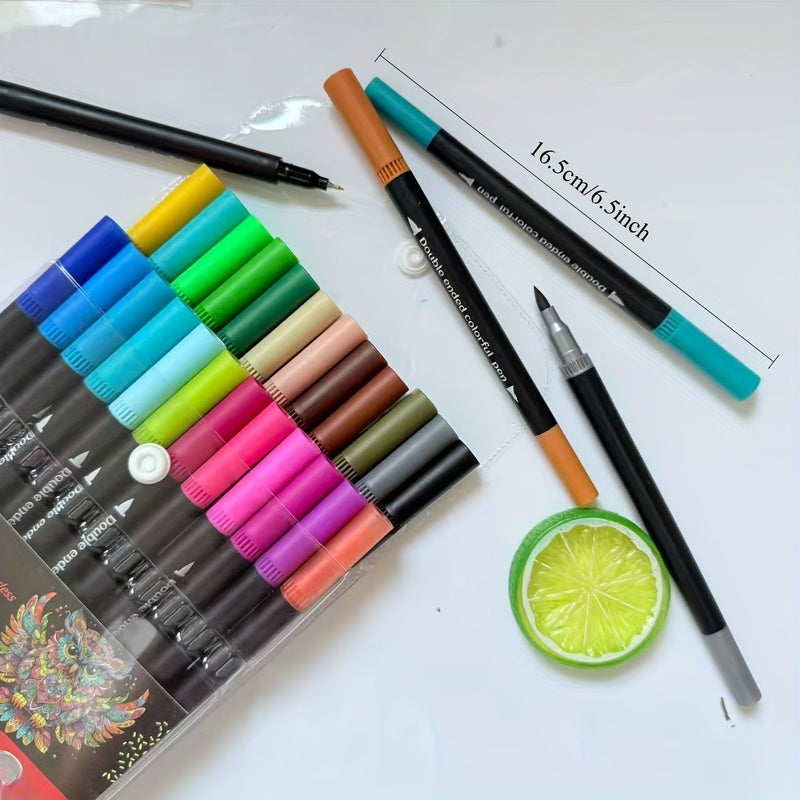 24 Color Double Headed Watercolor Pens Set for Back to School Painting Sketching - Image 2