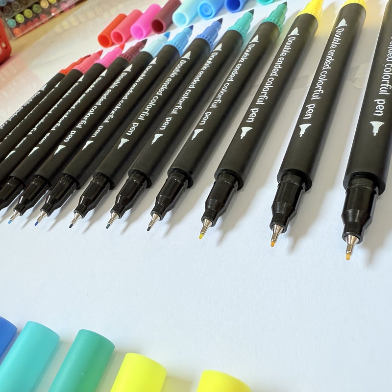 24 Color Double Headed Watercolor Pens Set for Back to School Painting Sketching - Image 3