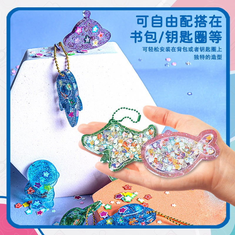 Resin Crystal Epoxy Girl Handmade Diy Material Package Creative Keychain Pendant Children'S Toys - Image 3