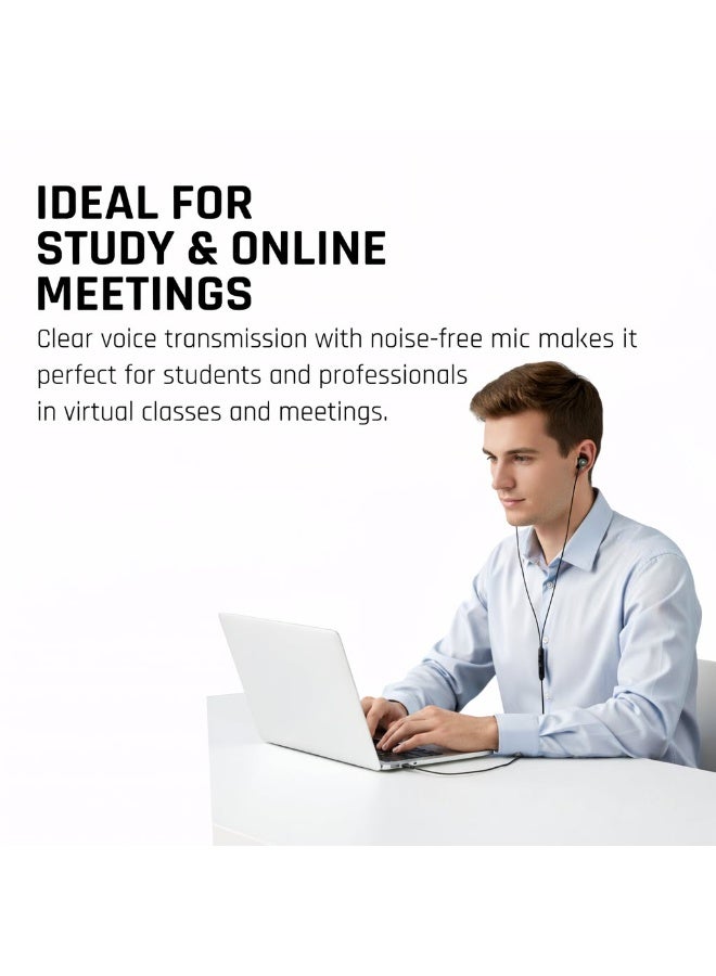 HAMZONE Wired Headphones with Mic, Hi-Fi Stereo Sound, Deep Bass, Noise Isolation, 3.5mm Jack, 1.2m Cable, In-Line Control, Compatible with Android, Laptop & Tablets - Image 4