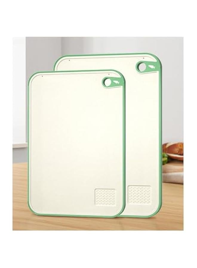 HOOKOR Cutting Board for Kitchen,Wheat Straw Cutting Board Set of 2,Easy Grip Handle,Thick Chopping Board for Meat,Veggy,Fruit,Food Cutting Tool Kitchen Cook Supplies,Strap Hole Easy Hanging,Green - Image 1