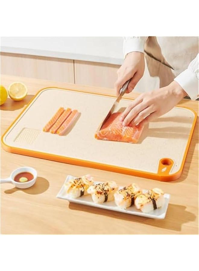 HOOKOR Cutting Board for Kitchen,Wheat Straw Cutting Board Set of 2,Easy Grip Handle,Thick Chopping Board for Meat,Veggy,Fruit,Food Cutting Tool Kitchen Cook Supplies,Strap Hole Easy Hanging,Green - Image 4