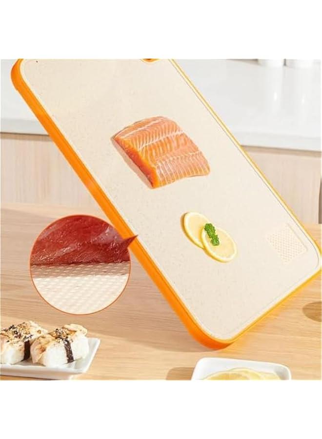 HOOKOR Cutting Board for Kitchen,Wheat Straw Cutting Board Set of 2,Easy Grip Handle,Thick Chopping Board for Meat,Veggy,Fruit,Food Cutting Tool Kitchen Cook Supplies,Strap Hole Easy Hanging,Green - Image 5