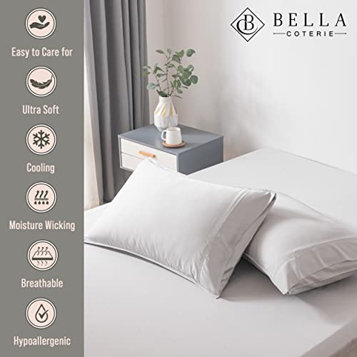 BC BELLA COTERIE Bella Coterie Luxury Bamboo Viscose Standard Size Pillowcase Set 100 Organically Grown Ultra Soft Cooling 2 Pcs Grey Mist - Image 3