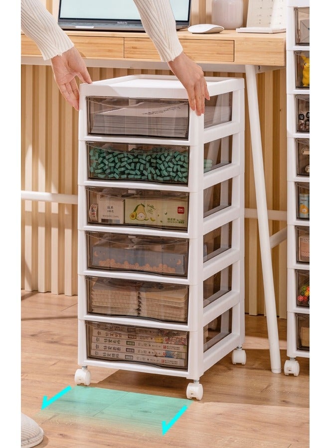 Aikenn Fits 12" x 12" Paper, 6-Tier Scrapbook Movable Storage Cart with Organizer for Stationery Vinyl Tools Office Art and Craft Supplies, Yarn, White Frame with 6 Clear Cases Built in , Floor Storage Cabinet for Home Office School, Plastic, Black and White - Image 4