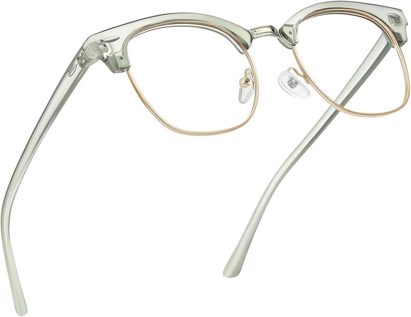 AOMASTE Store Blue Light Blocking Glasses Vintage Half Frame UV Clear Lens Anti Eyestrain Computer Gaming Glasses for Men Women - Image 1