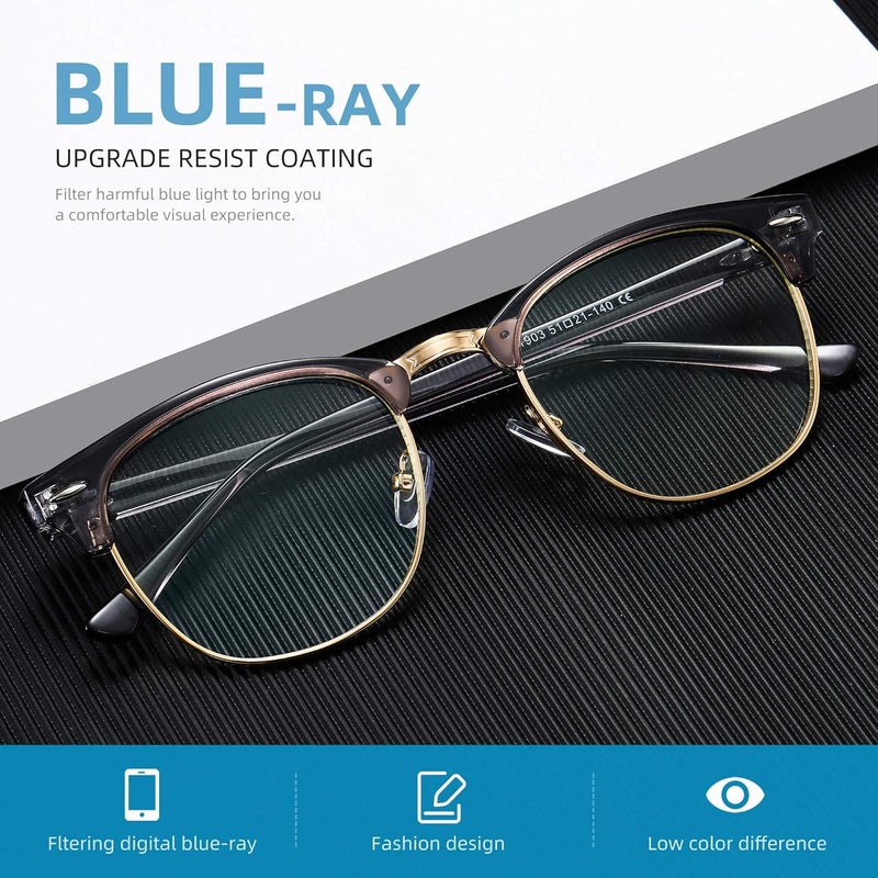 AOMASTE Store Blue Light Blocking Glasses Vintage Half Frame UV Clear Lens Anti Eyestrain Computer Gaming Glasses for Men Women - Image 5