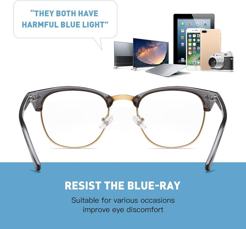 AOMASTE Store Blue Light Blocking Glasses Vintage Half Frame UV Clear Lens Anti Eyestrain Computer Gaming Glasses for Men Women - Image 4
