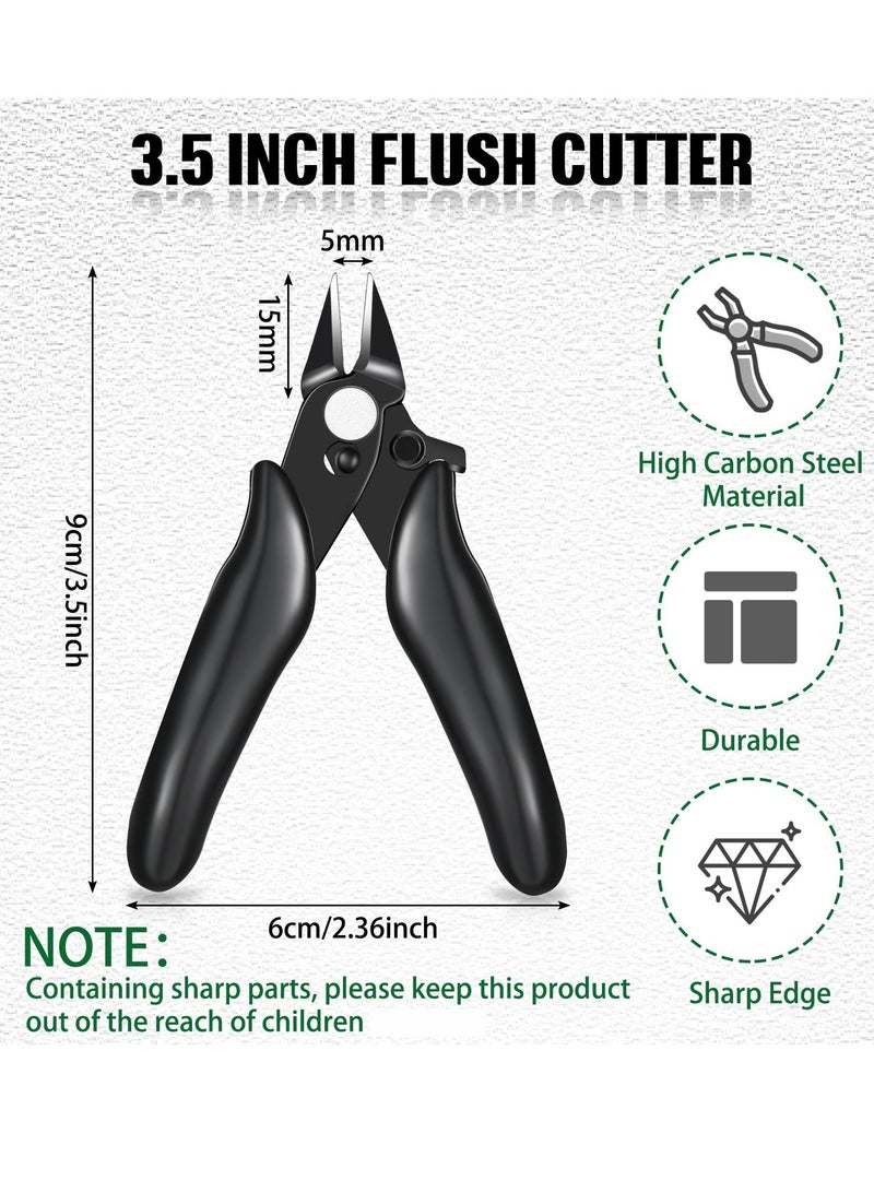 Excefore 3 Pcs 3.5 Inch Micro Cutter With Lock Flush Cutter Mini Wire Cutters Side Cutters Diagonal Cutting Pliers Small Flush Cut Pliers Jewelers Tools Soft Wire Snips Nippers For Electronic, Model, Black  - Image 2