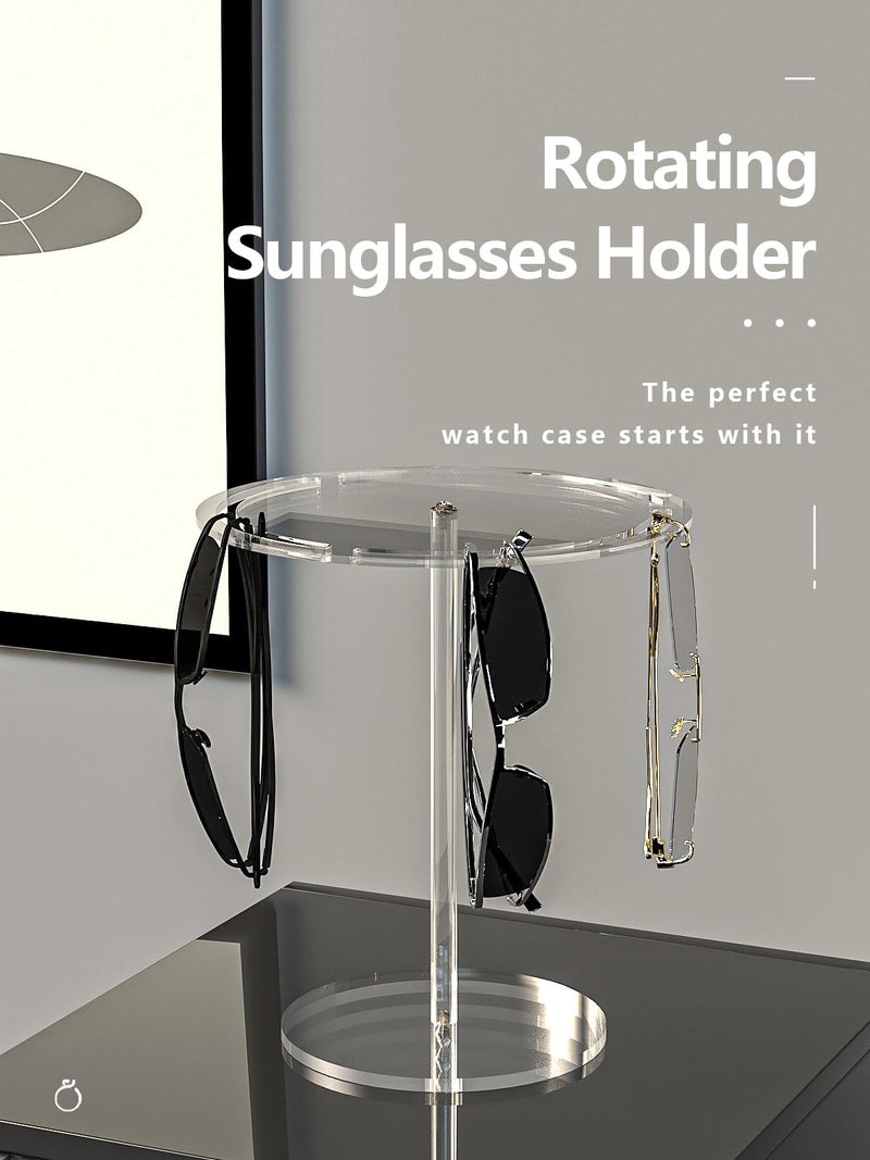 Ausalivan Acrylic Sunglasses Holder Stand Clear 360 Rotating  Eyeglasses Display Rack  Clear Eyewear Room Tabletop Glasses Storage Organizer (Acrylic Toroidal Sunglasses Stand) - Image 2