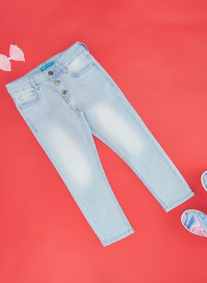 YU by Pantaloons Girl's Regular Fit Jeans (110150367009_Light Blue - Image 2