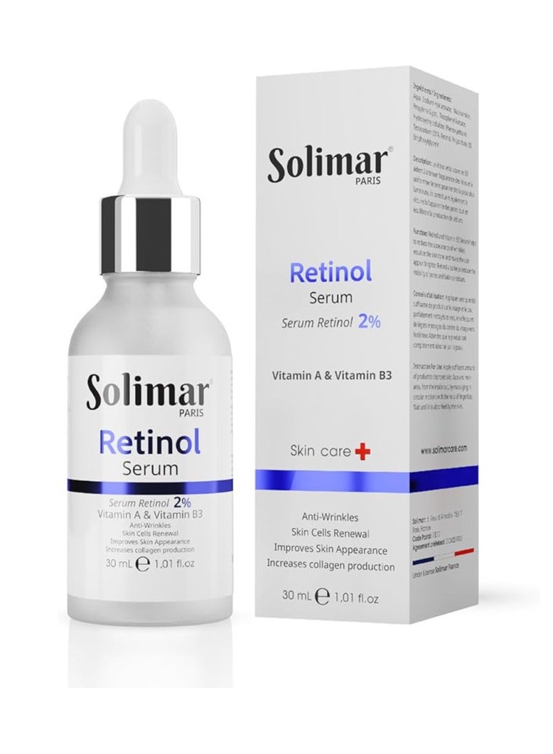Solimar Paris سيروم ريتينول سوليمار باريس 30 مل - يقشر، يقلل من الخطوط الدقيقة ويفتح المسام - Image 1