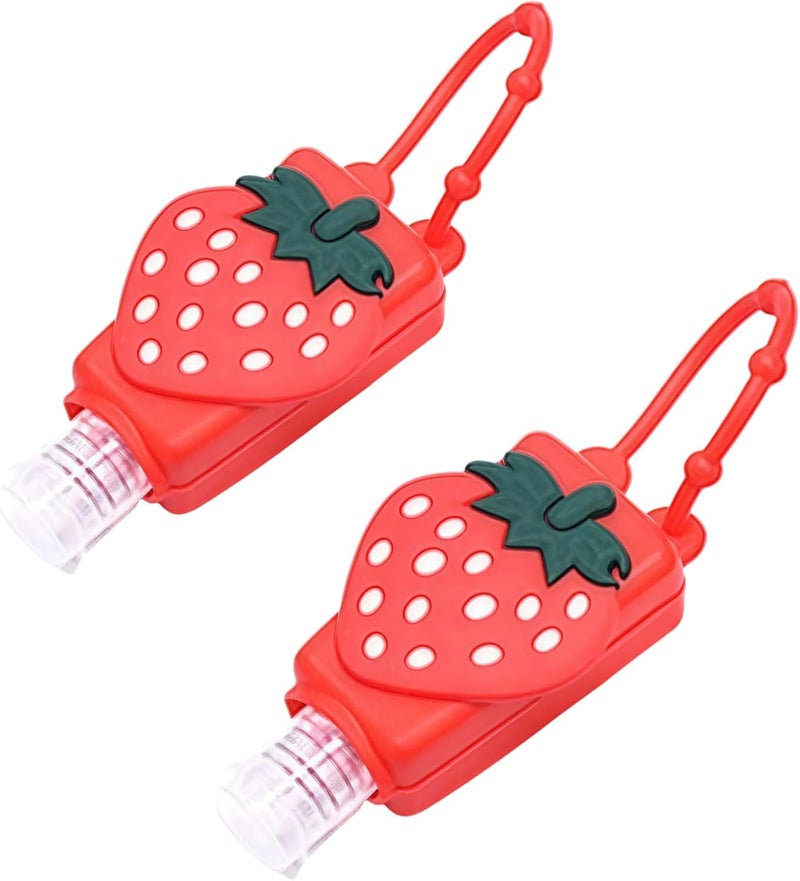 BdelrinQue 2 Pcs Sanitizer Holder for Bags, Sanitizer Seychain, Cute Strawberry Empty Travel Bottle, Portable Hygiene Solution for Backpacks and Travel Accessories - Image 1