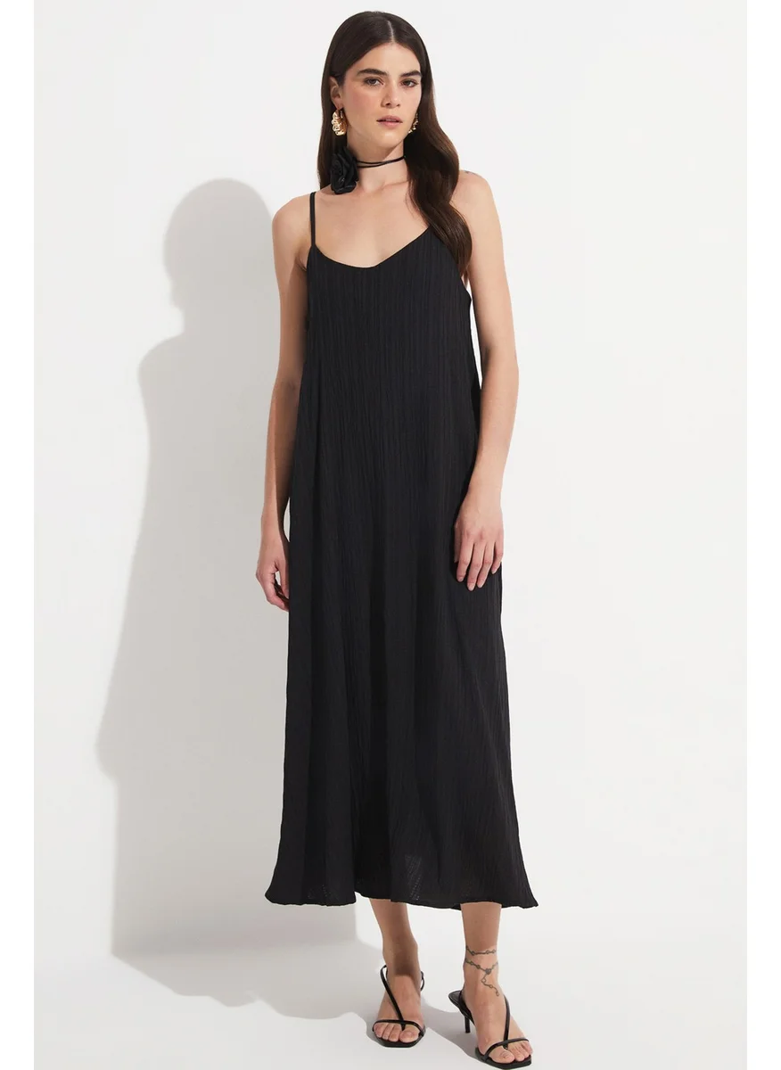 جون Women's Thin Strappy Cotton Midi Dress