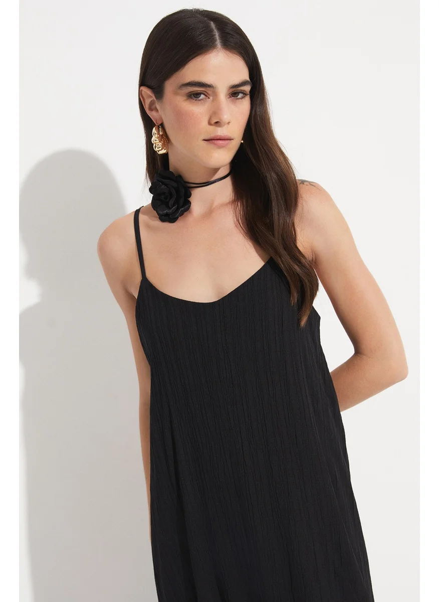 جون Women's Thin Strappy Cotton Midi Dress