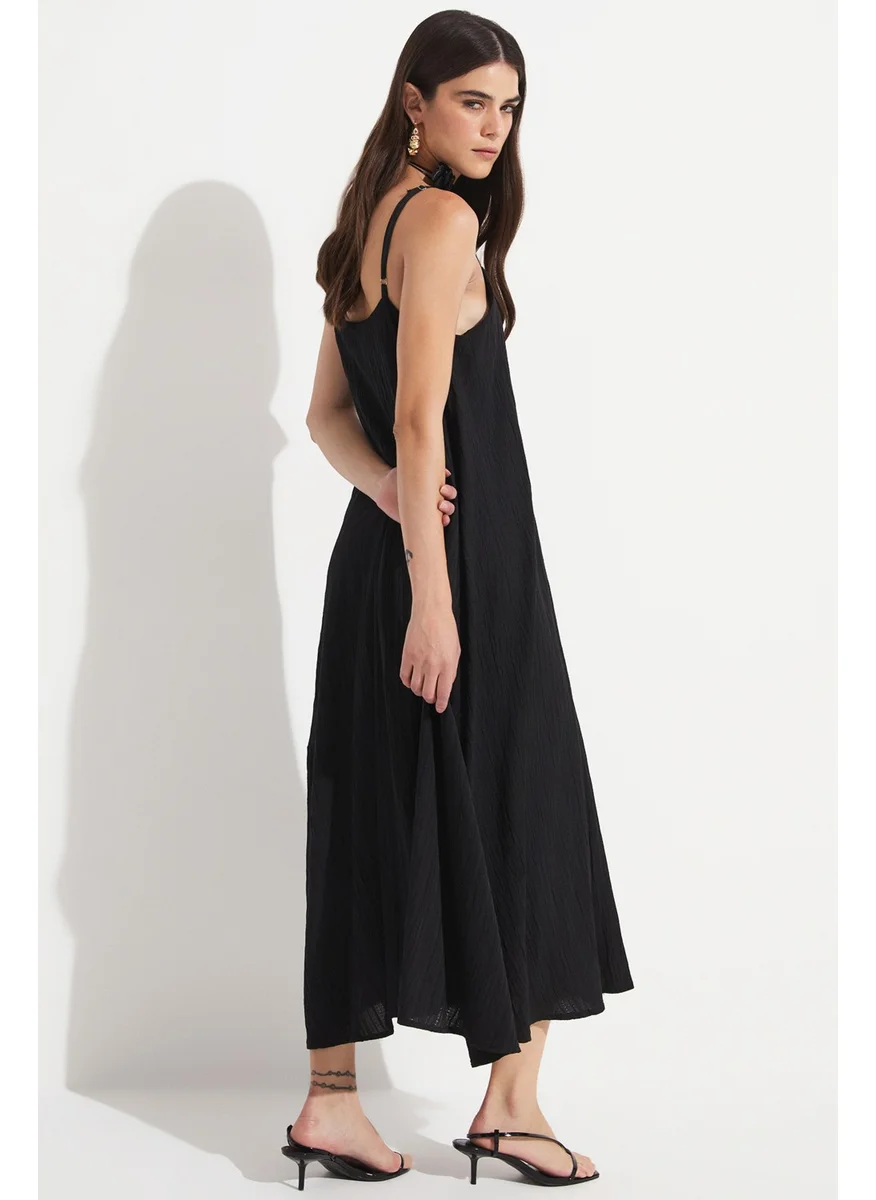 جون Women's Thin Strappy Cotton Midi Dress