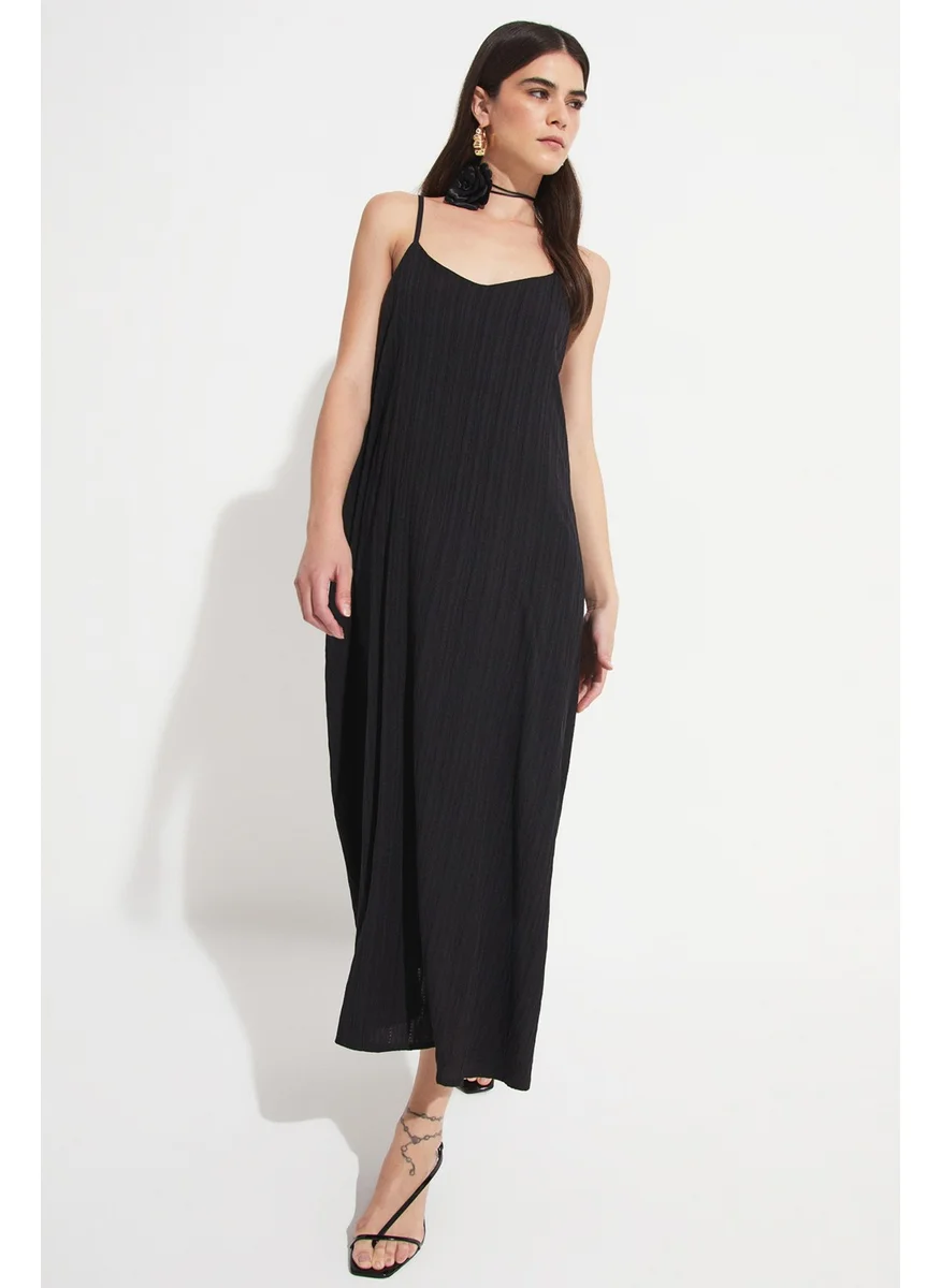 جون Women's Thin Strappy Cotton Midi Dress