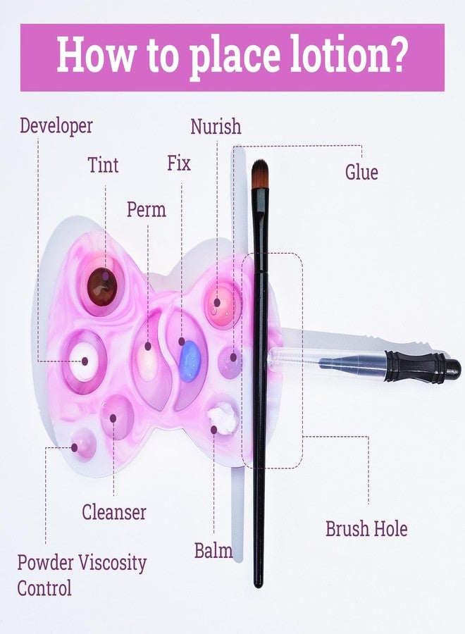 PERMANIA Lash Lift Silicone Plate, 11 Function Lotion Palette for Lash Lift & Brow Lamination Makeup Beauty Tool (Purple) - Image 2