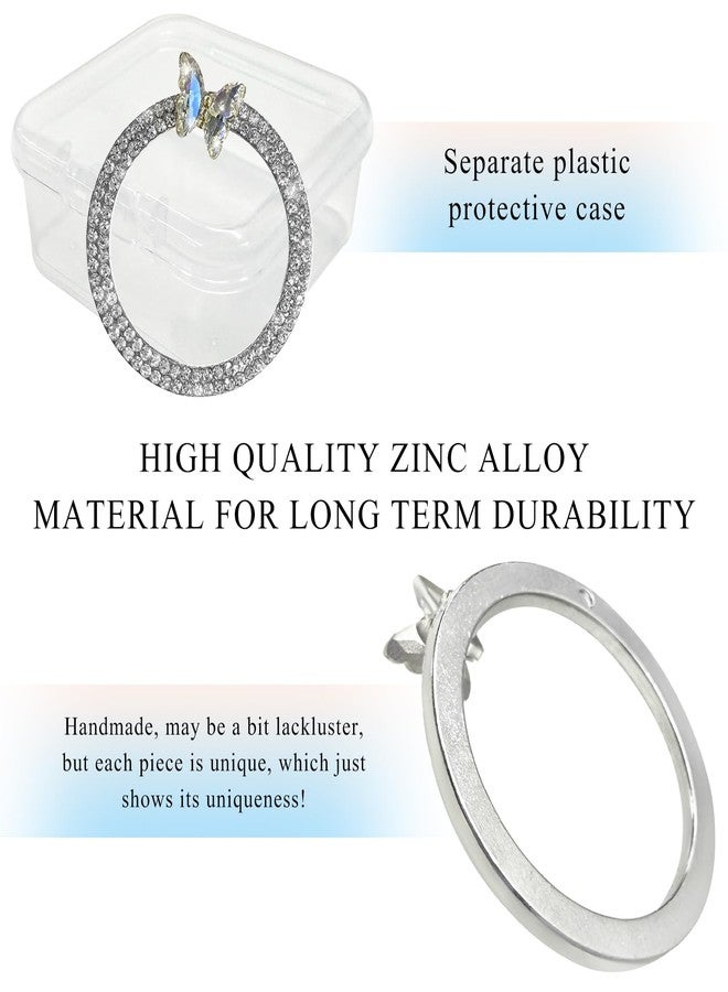 إكسسوارات سيارات DXNQ Bling Ring Emblem، خاتم أزرار ومقابض سيارة على شكل فراشة متلألئة، غطاء زر تشغيل محرك السيارة على شكل فراشة مرصع بالألماس، خاتم زينة لمقبض مفتاح التشغيل للنساء (أبيض) - Image 3