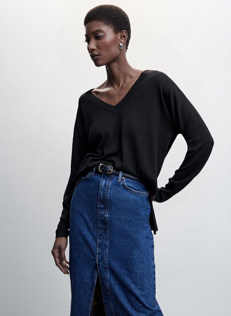 MANGO V-Neck Knitted Sweater - Image 1
