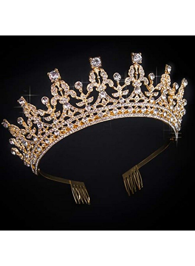 Cocide Gold Tiara And Crown For Women Birthday Headband For Girls Crystal Queen Crown Hair Accessories For Bride Party Bridesmaids Bridal Prom Halloween Costume Cosplay Christmas Gifts (Dark Gold) - Image 2